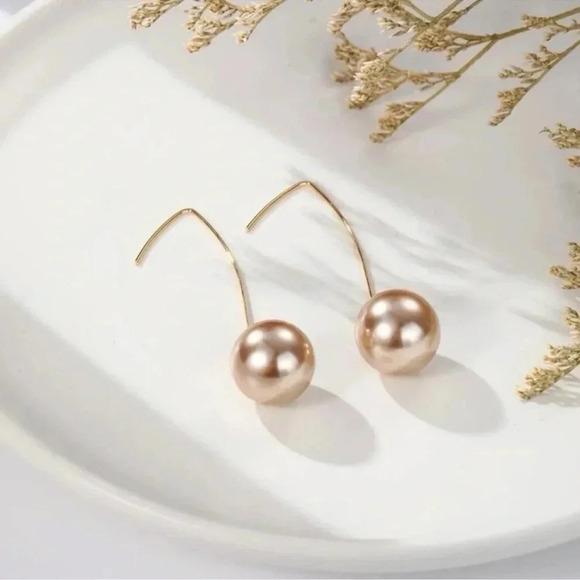 Champagne Threader Ball Earrings - Picture 2 of 4